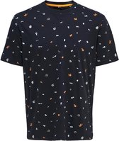 Only & Sons T-shirt Onskerby Reg Ss Aop Tee Cs 22021866 Dark Navy Mannen Maat - L