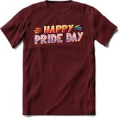 Pride Day | Pride T-Shirt | Grappig LHBTIQ+ / LGBTQ / Gay / Homo / Lesbi Cadeau Shirt | Dames - Heren - Unisex | Tshirt Kleding Kado | - Burgundy - XXL
