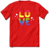 Love | Pride T-Shirt | Grappig LHBTIQ+ / LGBTQ / Gay / Homo / Lesbi Cadeau Shirt | Dames - Heren - Unisex | Tshirt Kleding Kado | - Rood - S