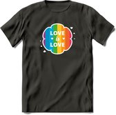 Love Is Love | Pride T-Shirt | Grappig LHBTIQ+ / LGBTQ / Gay / Homo / Lesbi Cadeau Shirt | Dames - Heren - Unisex | Tshirt Kleding Kado | - Donker Grijs - L