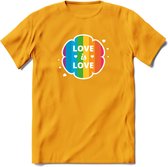 Love Is Love | Pride T-Shirt | Grappig LHBTIQ+ / LGBTQ / Gay / Homo / Lesbi Cadeau Shirt | Dames - Heren - Unisex | Tshirt Kleding Kado | - Geel - XL