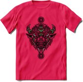 Bizon - Dieren Mandala T-Shirt | Groen | Grappig Verjaardag Zentangle Dierenkop Cadeau Shirt | Dames - Heren - Unisex | Wildlife Tshirt Kleding Kado | - Roze - S