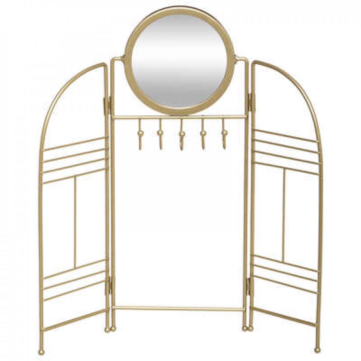 Luxyana® Golden Mirror Sieradenhouder met Oorbellenrekje en Spiegel - Goudkleurig