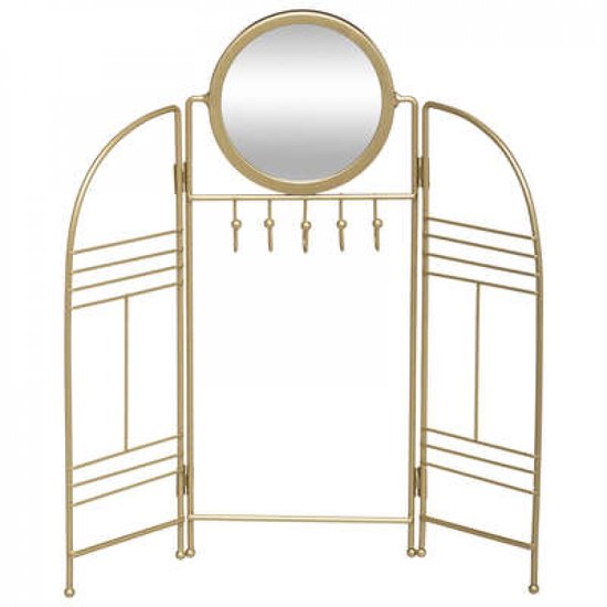 Porte-bijoux miroir doré Luxyana® avec porte-boucles d'oreilles et miroir - Doré