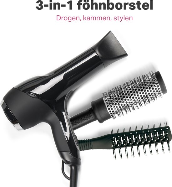 3-in-1 Föhnborstel - Fohnborstels - Fohn Borstel - Magic Brush - Krulborstel - Fohn Kam - Voor Lang/Kort en Stijl/Krullen