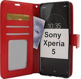 LuxeBass Hoesje geschikt voor Sony Xperia 5 - Bookcase Rood - portemonnee hoesje - telefoonhoes - gsm hoes - telefoonhoesjes