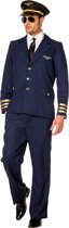 Wilbers - Piloot & Luchtvaart Kostuum - Koele Showbal Piloot Burgerluchtvaart - Man - blauw - Maat 58 - Carnavalskleding - Verkleedkleding