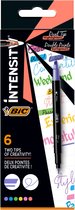 BIC Intensity Dual Tip Highlighter Viltstiften met Schuine en Dunne Punt - Diverse Kleuren - 6 Stuks - Punt van 0.4 mm
