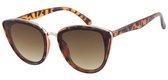 Zonnebril Dames - Cat Eye - Glazen 60 mm - Bruin Transparant