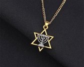 Ster van David menorah joodse sieraden – Religieuze ketting –geloof-joodse ster-joden- Vrouwen hebreeuws mannen – Israël – Geloof – Chanoeka hanger - cadeau voor vriendin - cadeau