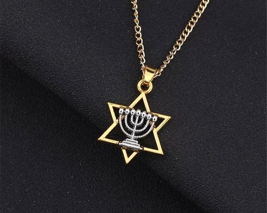 Bijoux juifs étoile de David menorah - Collier religieux - foi-juif étoile- juifs-... | bol.com
