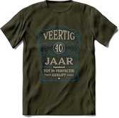 40 Jaar Legendarisch Gerijpt T-Shirt | Blauw - Grijs | Grappig Verjaardag en Feest Cadeau Shirt | Dames - Heren - Unisex | Tshirt Kleding Kado | - Leger Groen - XL