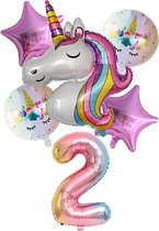 Unicorn Folie Ballon Pakket- Eenhoorn Ballonnen- 6 stuks- Verjaardag- Kinderfeestje- 2 jaar- Meisje