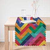 De Groen Home Bedrukt Velvet textiel Tafelloper -Gekleurde rechthoeken - Fluweel - Runner 45x135