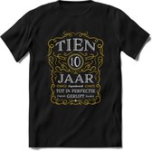 10 Jaar Legendarisch Gerijpt T-Shirt | Geel - Grijs | Grappig Verjaardag en Feest Cadeau Shirt | Dames - Heren - Unisex | Tshirt Kleding Kado | - Zwart - XXL