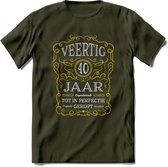 40 Jaar Legendarisch Gerijpt T-Shirt | Geel - Grijs | Grappig Verjaardag en Feest Cadeau Shirt | Dames - Heren - Unisex | Tshirt Kleding Kado | - Leger Groen - S