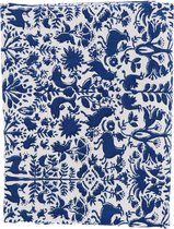 Les Ottomans  - Tafellaken handgeprint katoen blauw wit motief 250x150cm - Tafellakens
