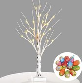 Exalight Paasboom - Paastak  - Pasen  - Boom met Lichtjes - Decoratie -  24 Led Lichten -  60 cm Boom - met 12 Eitjes