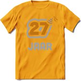 27 Jaar Feest T-Shirt | Goud - Zilver | Grappig Verjaardag Cadeau Shirt | Dames - Heren - Unisex | Tshirt Kleding Kado | - Geel - XL