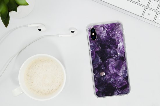 Coque iPhone X - Améthyste - Pierres précieuses - Minéraux - Coque en Siliconen