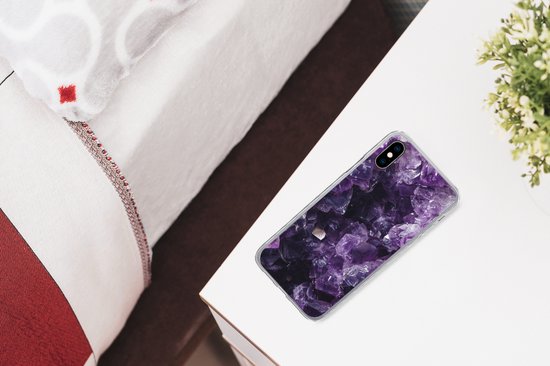 Coque iPhone X - Améthyste - Pierres précieuses - Minéraux - Coque en Siliconen