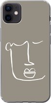 Geschikt voor iPhone 12 mini hoesje - Lippen - Abstract - Line art - Siliconen Telefoonhoesje
