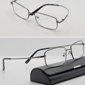 Montuurloze titanium unisex leesbril +1,5 zilver kleur / Lichtgewicht Lezers Brillen/ bril op sterkte +1.5 / rimless glasses / bril met koker en doekje / dames en heren leesbril /