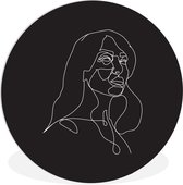 Illustration femme confiante sur fond noir Assiette en plastique cercle mural ⌀ 140 cm