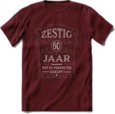 60 Jaar Legendarisch Gerijpt T-Shirt | Donkergrijs - Grijs | Grappig Verjaardag en Feest Cadeau Shirt | Dames - Heren - Unisex | Tshirt Kleding Kado | - Burgundy - M