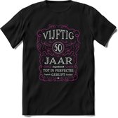 50 Jaar Legendarisch Gerijpt T-Shirt | Roze - Grijs | Grappig Verjaardag en Feest Cadeau Shirt | Dames - Heren - Unisex | Tshirt Kleding Kado | - Zwart - S