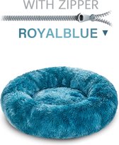 Buzty® Deko Donut Honden- en Kattenmand - Superzacht en Luxe - Wasbaar - Fluffy - Honden en Kattenkussen - 100x100x15cm - XXL - Blauw