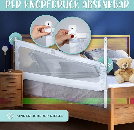 Kids Supply Barrière de lit, 180 x 80 cm, sûre et réglable en hauteur, 70 -  90 cm,... | bol