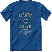 80 Jaar Legendarisch Gerijpt T-Shirt | Mos - Ivoor | Grappig Verjaardag en Feest Cadeau Shirt | Dames - Heren - Unisex | Tshirt Kleding Kado | - Donker Blauw - S