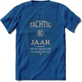 80 Jaar Legendarisch Gerijpt T-Shirt | Mos - Ivoor | Grappig Verjaardag en Feest Cadeau Shirt | Dames - Heren - Unisex | Tshirt Kleding Kado | - Donker Blauw - L