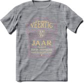 40 Jaar Legendarisch Gerijpt T-Shirt | Oud Roze - Ivoor | Grappig Verjaardag en Feest Cadeau Shirt | Dames - Heren - Unisex | Tshirt Kleding Kado | - Donker Grijs - Gemaleerd - M