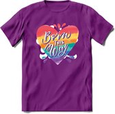Born This Way | Pride T-Shirt | Grappig LHBTIQ+ / LGBTQ / Gay / Homo / Lesbi Cadeau Shirt | Dames - Heren - Unisex | Tshirt Kleding Kado | - Paars - M