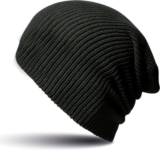 Warme gebreide Beanie wintermuts in het zwart voor volwassenen - Damesmutsen / herenmutsen - 100% polyacryl