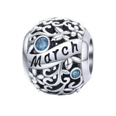 Geboortesteen maand Maart bedel | Licht blauw zirkonia | bedels beads cadeau | Zilverana | geschikt voor Biagi , Pandora , Trollbeads armband | 925 zilver