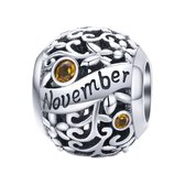Geboortesteen maand November bedel | Geel zirkonia | bedels beads cadeau | Zilverana | geschikt voor Biagi , Pandora , Trollbeads armband | 925 zilver