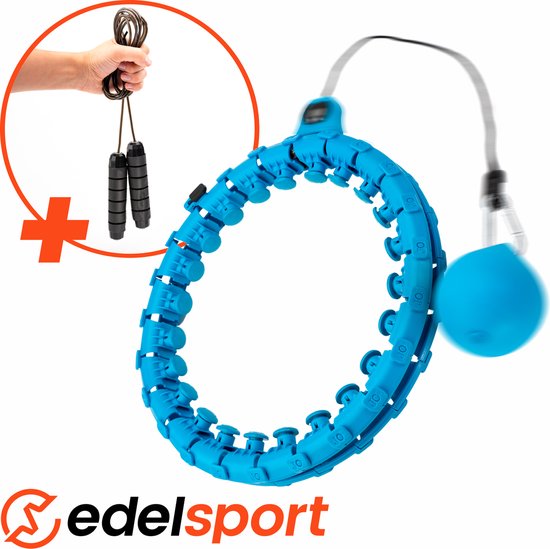 EdelSport - Hoelahoep - Fitness Hoelahoep - Hula Hoop - Hoelahoep met gewicht - Massage - Blauw