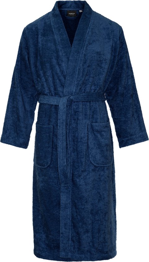 Kimono badstof katoen – lang model – unisex – badjas dames – badjas heren – sauna – donkerblauw – XXL/XXXL