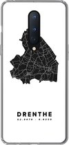 Geschikt voor OnePlus 8 hoesje - Drenthe - Wegenkaart Nederland - Wit - Siliconen Telefoonhoesje