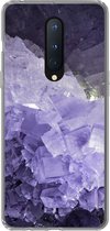 Geschikt voor OnePlus 8 hoesje - Natuursteen - Paars - Kristallen - Siliconen Telefoonhoesje