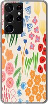 Geschikt voor Samsung Galaxy S21 Ultra hoesje - Bloemen - Patronen - Veldbloemen - Siliconen Telefoonhoesje