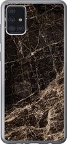 Geschikt voor Samsung Galaxy A52 5G hoesje - Marmer print - Luxe - Zwart - Siliconen Telefoonhoesje