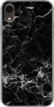 iPhone XR hoesje - Marmer - Steen - Zwart - Siliconen Telefoonhoesje