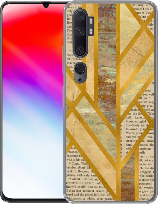 Coque de téléphone compatible avec Xiaomi Mi Note 10 Pro - Or - Motif marbre - Vintage - Coque en Siliconen
