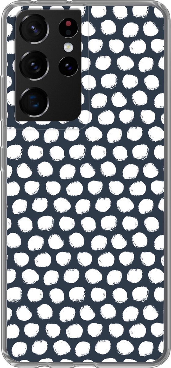 Telefoonhoesje Geschikt voor Samsung Galaxy S21 Ultra hoesje - Stip - Patroon - Wit - Siliconen Telefoonhoesje Telefoonhoesje