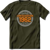 1962 Limited Edition Ring T-Shirt | Zilver - Goud | Grappig Verjaardag en Feest Cadeau Shirt | Dames - Heren - Unisex | Tshirt Kleding Kado | - Leger Groen - XL