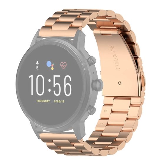 22 mm stalen horlogeband voor Fossil Gen 5 Carlyle, Gen 5 Julianna, Gen